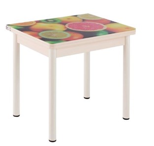 Кухонный пристенный стол СПА-01 СТФ, дуб молочный ЛДСП/стекло фрукты/36 прямые трубки крашеные белые в Твери