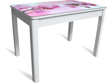 Кухонный стол раскладной Айсберг мини СТФ, белое лдсп/орхидея/40 прямые массив белые в Твери