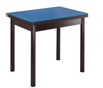 Кухонный пристенный стол СПА-01 СТ2, венге ЛДСП/стекло синие/38 прямые трубки крашеные коричневый в Твери