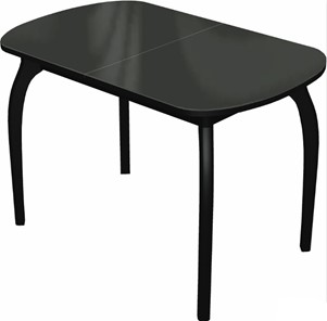 Овальный стол на кухню Ривьера исп.1 дерево №1 (стекло черное/черный) в Твери