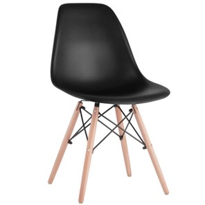 Комплект обеденных стульев 4 шт. BRABIX "Eames CF-010", пластик черный, опоры дерево/металл, 532631, 2033A в Твери
