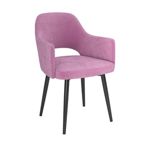 Обеденный стул Берта, велюр тенерифе розовый/Цвет металл черный в Твери