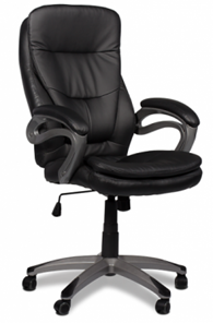 Кресло офисное ДамОфис J 9302 экокожа /пластик, черный в Твери