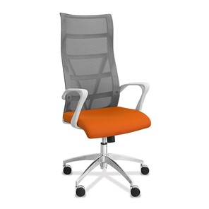Кресло в офис Топ X белый каркас, сетка/ткань TW / серая/оранжевая в Твери