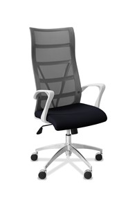 Офисное кресло для руководителя Топ X белый каркас, сетка/ткань TW / серая/черная в Твери