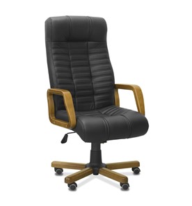 Кресло для руководителя Атлант W, экокожа премиум / черная CN1114/ дерево - орех в Твери
