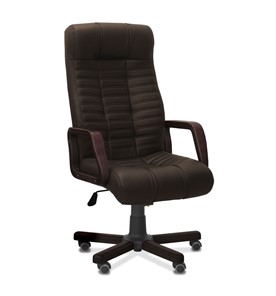 Кресло в офис Атлант W, экокожа премиум / тёмно-коричневая CN1113/ дерево - венге в Твери
