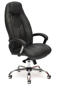 Офисное кресло BOSS Lux, кож/зам, черный/черный перфорированный, арт.9160 в Твери