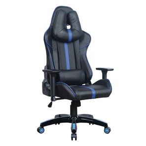 Кресло компьютерное BRABIX "GT Carbon GM-120", две подушки, экокожа, черное/синее, 531930 в Твери