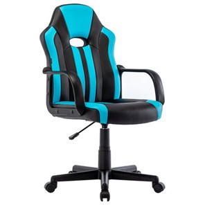 Офисное кресло BRABIX "Stripe GM-202", экокожа, черное/голубое, 532509 в Твери