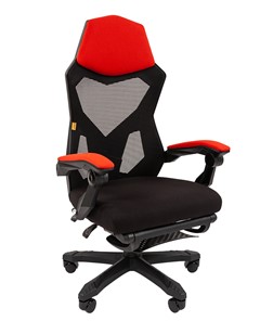Компьютерное кресло CHAIRMAN 571 с подставкой для ног , сетчатый акрил / полиэстер черный/красный в Твери