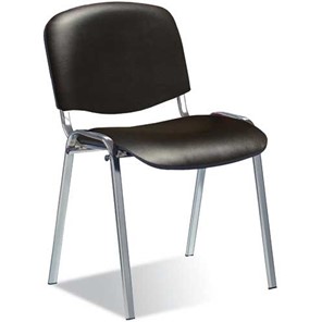 Офисный стул ДамОфис ISO ноги хром +черный кожзам в Твери