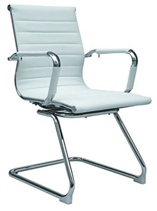 Офисное кресло ДамОфис B110 на полозьях, экокожа / хром, белый в Твери