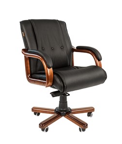 Кресло компьютерное CHAIRMAN 653M кожа черная в Твери