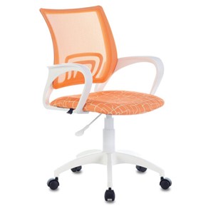 Компьютерное кресло Brabix Fly MG-396W (с подлокотниками, пластик белый, сетка, оранжевое с рисунком "Giraffe") 532402 в Твери