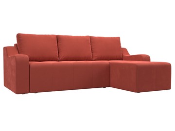 Угловой диван для гостиной Элида, Коралловый (микровельвет) в Твери