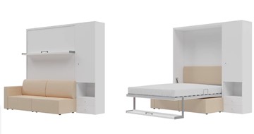 Кровать подъемная Кровать-трансформер Smart (КД 1400+ШП), шкаф правый, левый подлокотник в Твери