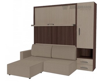 Подъемная кровать Кровать-трансформер Smart (КД 1400+ШП+Пуф), шкаф правый, левый подлокотник в Твери