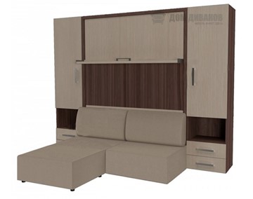 Шкаф-кровать Кровать-трансформер Smart (ШЛ+КД 1400+ШП+Пуф), 2 шкафа, без подлокотников в Твери