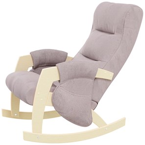 Кресло-качалка ЭЛИТ с карманами Джанни (каркас дуб, сиденье серо-розовое) в Твери