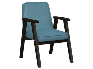Кресло мягкое Ретро ткань голубой, каркас венге в Твери