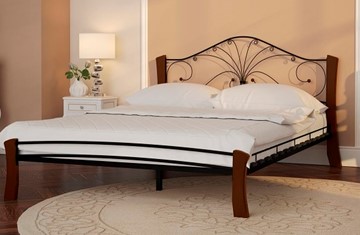 Спальная кровать Фортуна 4 Лайт, 1600, черный/махагон в Твери