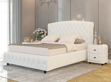 Двуспальная кровать Salvatore Grand 200x200, Экокожа (Белый) в Твери