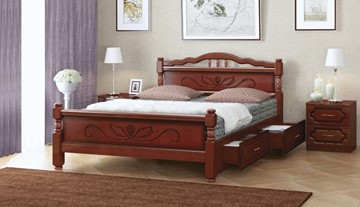 Кровать с выкатными ящиками Карина-5 (Орех) 140х200 в Твери