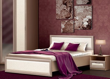 Кровать в спальню Камелия, 1600, шимо светлый/белый кожзам в Твери