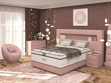 Кровать в спальню Smart/Podium M 160х200, Флок (Велсофт Винтажный розовый) в Твери
