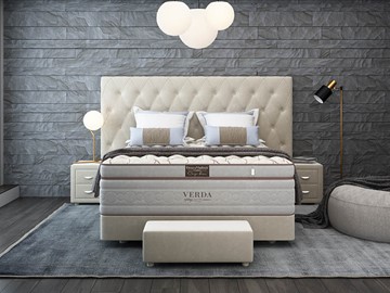 Кровать спальная Luxe/Podium M 160х200, Флок (Велсофт Бежевый) в Твери
