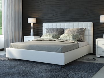 Кровать 2-спальная Corso-3 160х200, Экокожа (Белый) в Твери