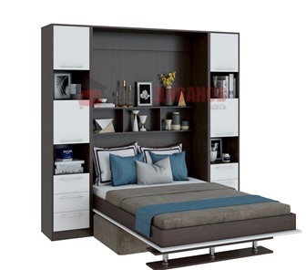 Кровать-шкаф с диваном DetalMaster Бела 1, с полкой ножкой, 1200х2000, венге/белый в Твери