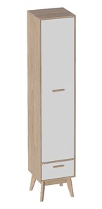 Детский шкаф одностворчатый Калгари, Дуб натуральный светлый/Белый матовый в Твери