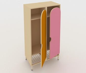 Детский 2-дверный шкаф ШГС2 Беж + Розовый+Оражневый в Твери