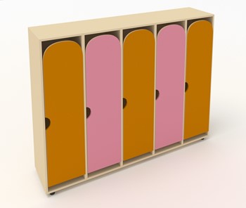 Детский распашной шкаф ШГ5У Беж+Оранжевый+Розовый в Твери