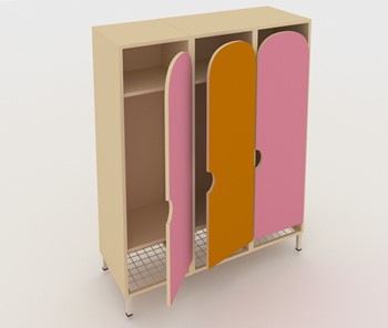 Детский распашной шкаф ШГС3 Беж + Розовый + Оранжевый в Твери
