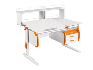 Детский стол-трансформер 1/75-40 (СУТ.25) + Polka_zz 1/600 (2 шт.) + Tumba 3  белый/белый/Оранжевый в Твери