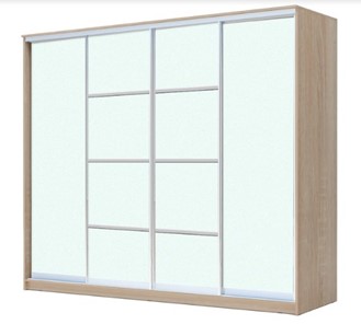 Шкаф 4-х дверный ХИТ 23-24/2-8888, с матовым стеклом, разделительные планки х2, Дуб сонома в Твери