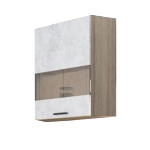 Шкаф кухонный со стеклом Модус, Ш500с/720, цемент светлый в Твери