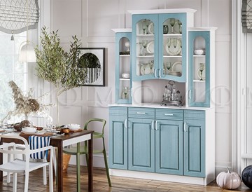 Кухонный шкаф Констанция 4-х створчатый, голубой в Твери