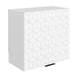 Шкаф навесной под вытяжку Стоун L600 Н566 (1 дв. гл.) с фрезировкой (белый/джелато софттач) в Твери