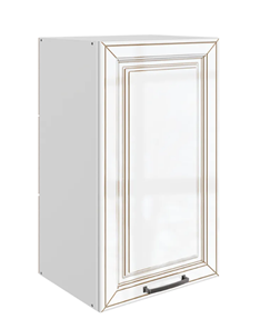 Кухонный шкаф Атланта L400 Н720 (1 дв. гл.) эмаль (белый/белый глянец патина золото) в Твери