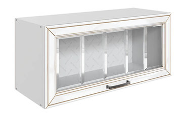 Кухонный навесной шкаф Атланта L800 Н360 (1 дв. рам.) эмаль (белый/белый глянец патина золото) в Твери