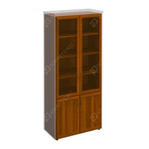 Шкаф для документов со стеклянными дверьми в рамке Мастер, темный орех (90х45х208) МТ 379 в Твери