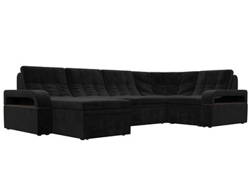 П-образный диван Лига-035, Черный (велюр) в Твери