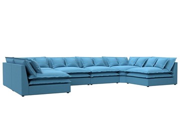 Большой П-образный диван Лига-040, Амур голубой (рогожка) в Твери
