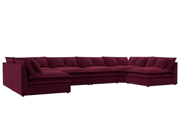Большой П-образный диван Лига-040, Бордовый (микровельвет) в Твери