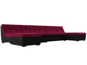П-образный диван Монреаль, Бордовый\Черный (Микровельвет\Экокожа) в Твери