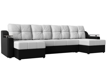П-образный диван Сенатор, Белый/Черный (Экокожа) боннель в Твери